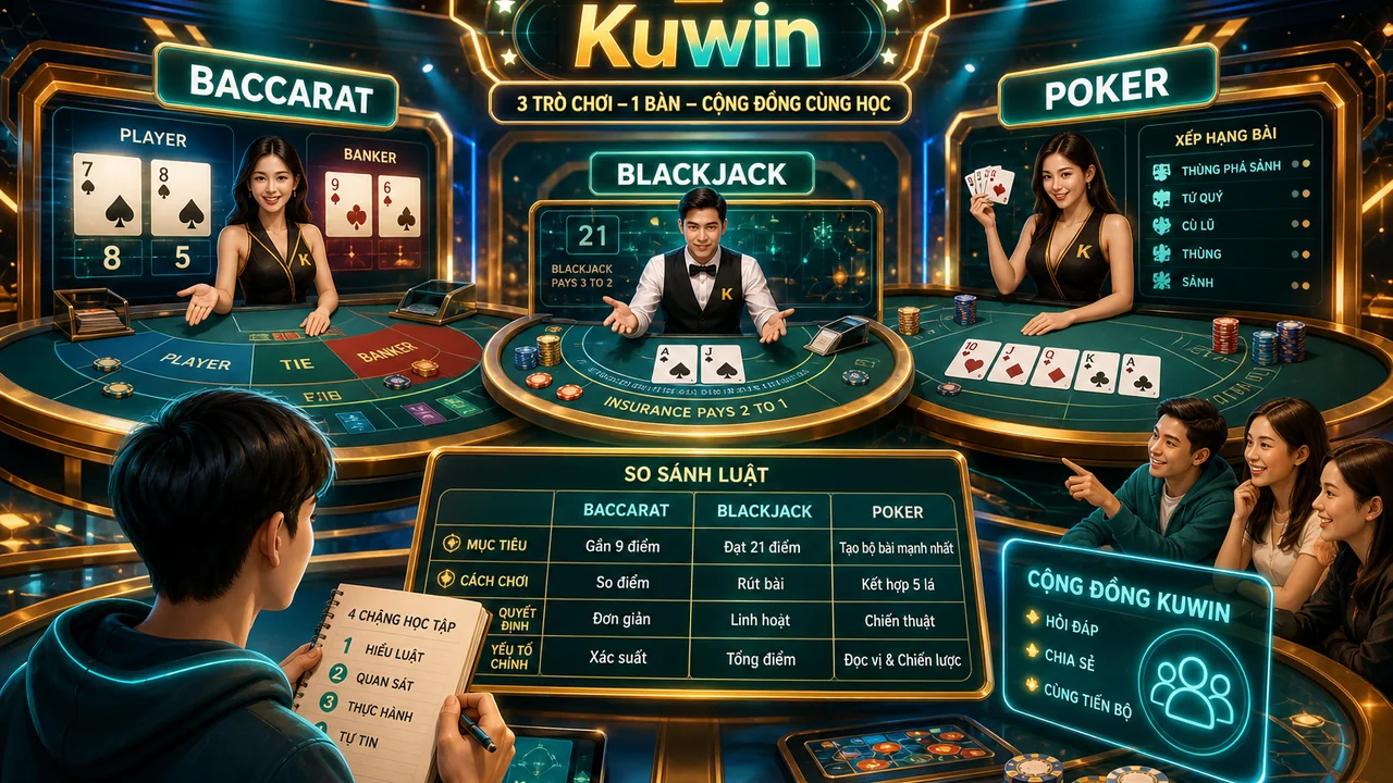 Baccarat, Blackjack hay Poker: Kuwin cho người mới bắt đầu nên chơi game bài nào?