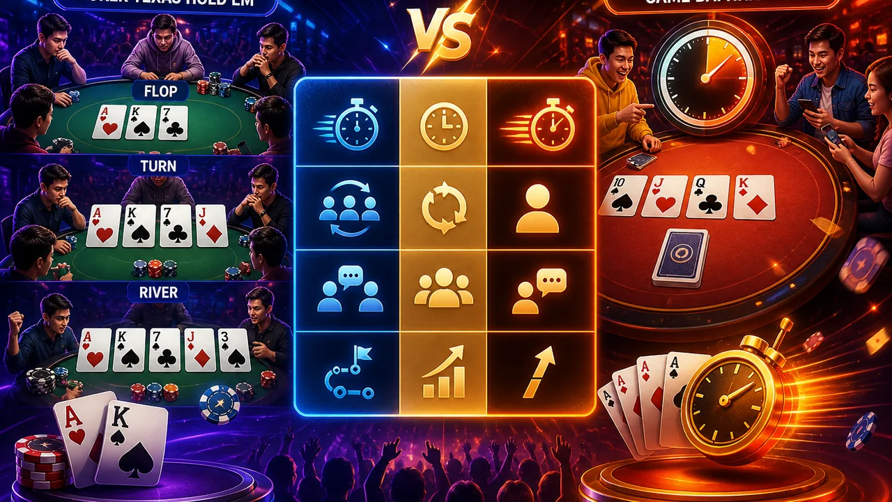 Chọn nhịp chơi phù hợp: so sánh poker Texas Hold'em với game bài nhanh trên Kuwin